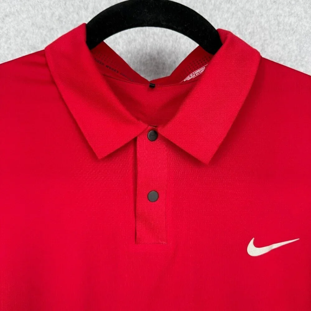 Nike Mens Trajectory Golf Polo Shirt Size XL Tiger Woods Collection Red Sunday
